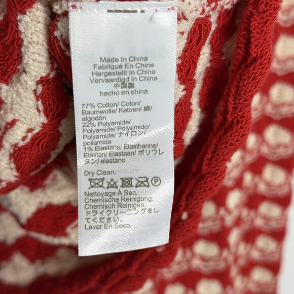 J Crew Sweater Womens XL Red Crochet Textured Knit Cardigan Classic Money Preppy - Picture 5 of 8